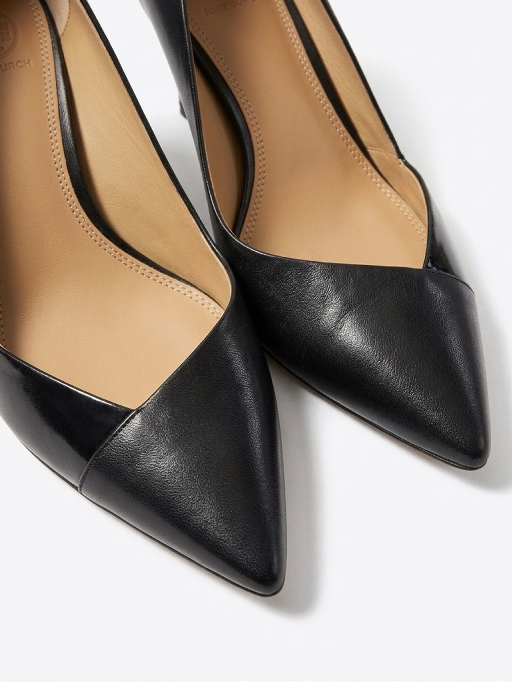 Classic Tory Burch Leather Black Pointed Toe Heels - Picture 3 of 6